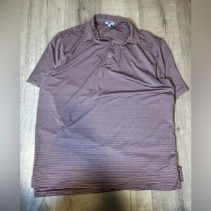Classic Men's Polo Shirt - Burgundy and White Stripes